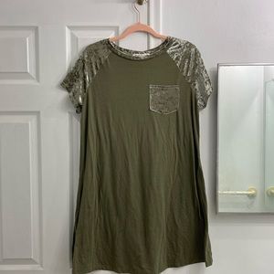 Wallflower Light Green Chest Pocket T-Shirt Dress